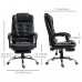 Ergonomic Office Chair, PU Leather Office Chair with Footrest, Reclining Function, Lumbar Support for Home, Office (Black) - USBGY-1HEI
